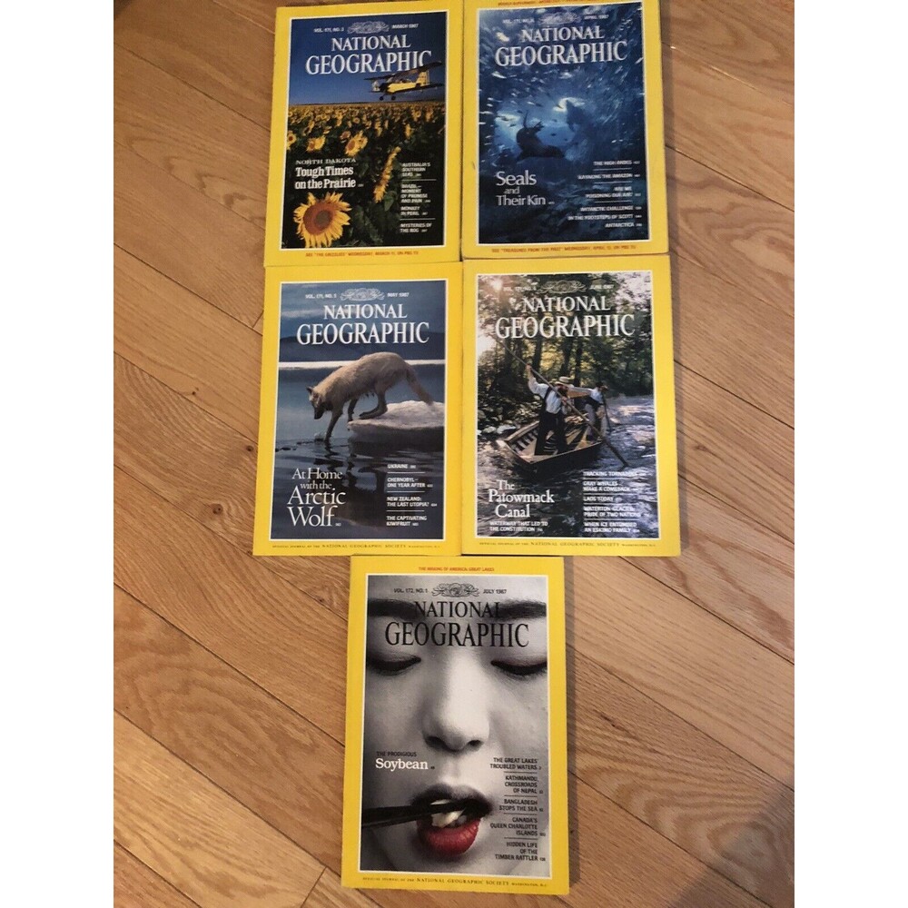 Vintage National Geographic Magazine Mar-Apr-May-Jun-July 1987 Collectible 5